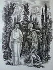 NUMA POMPILIUS ET LA NYMPH EGERIE / 1967 ENGRAVING BY ALBERT DECARIS
