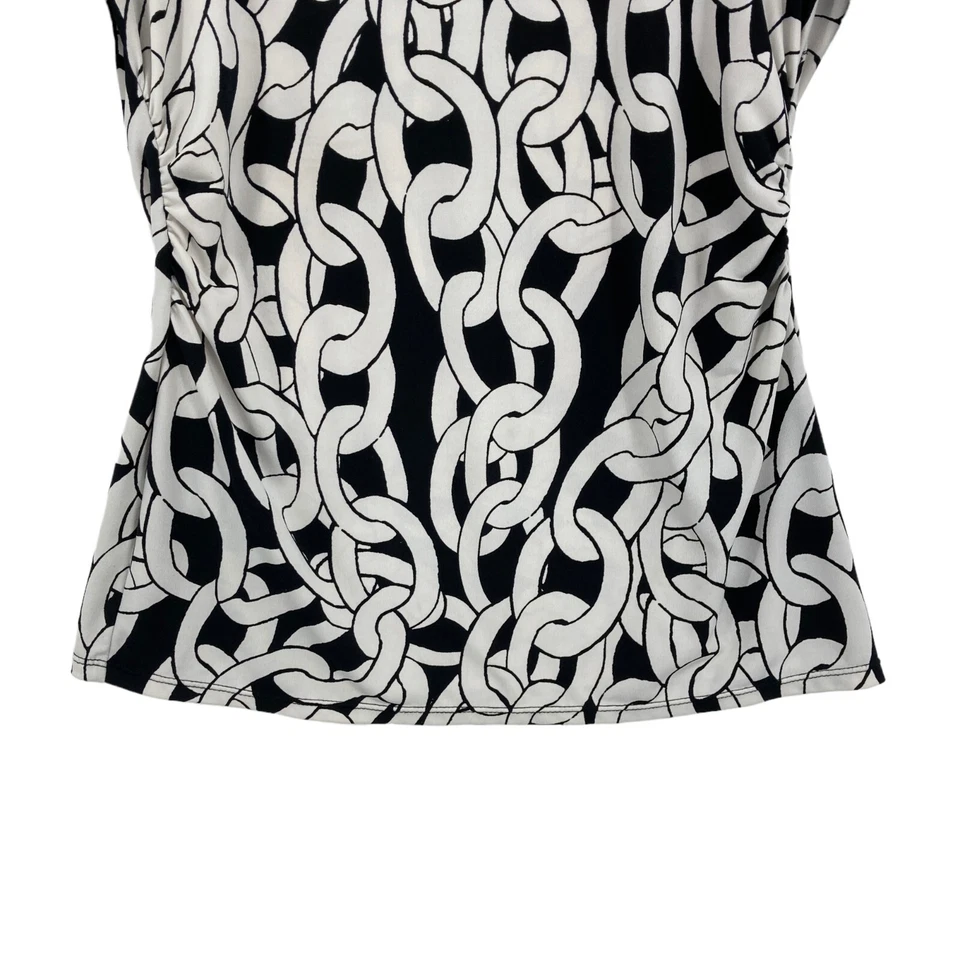 Alfani Women's White & Black Geo Print Half Sleeve Pullover Blouse Top Size PP - Image 3 of 4