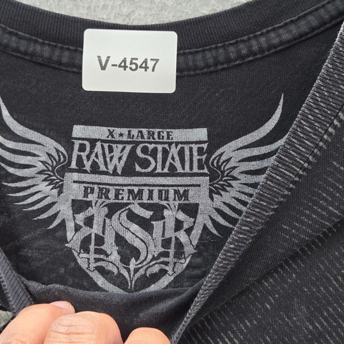 VINTAGE Raw State Men Shirt XL Black Grunge Cross Angel Wings MMA Y2K Tee READ - Picture 7 of 10