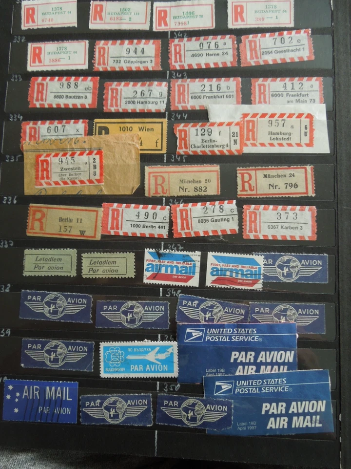 BRD, DDR, Welt, Einschreibzettel, Reko, Luftpost, Diverses, 6 Seiten - Bild 2 von 4