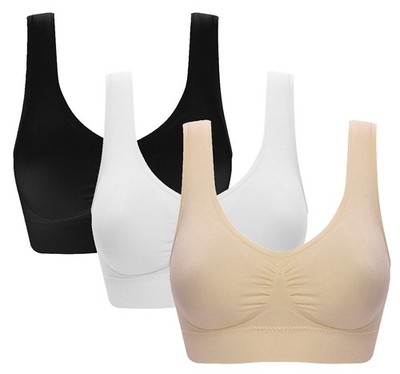 Vermilion Bird Women's 3 Pack Seamless Comfortable Small, Black &White &Nude