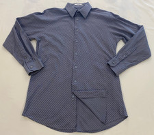 CALVIN KLEIN Men's Button Up Dress Shirt Size 15 32/33 Gray Blue Micro Stripe