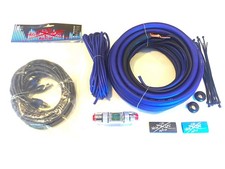 Sky High Oversized 4 Ga CCA AWG Amp Kit Twisted RCA Blue Black Complete