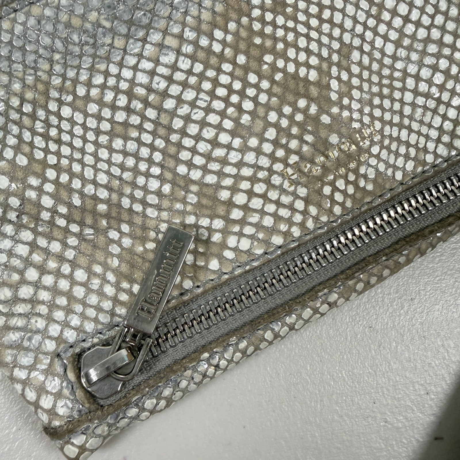 Hammitt Crossbody Bag Silver Python Embossed Leat… - image 8