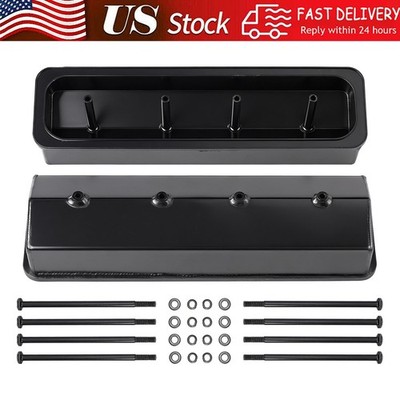 Black Center Bolt Valve Covers for 87-00 Chevy GMC 305 350 Small Block V8 NEW