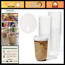 16oz Clear Cold Cups with Sip Lids - Eco-Friendly Plant-Based Disposable Set of