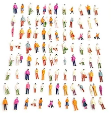 Airlxf 100PCS HO Scale Tiny People Set - Mixed Painted Plastic Figures