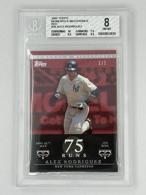 Alex Rodriguez 2007 Topps Moments Milestones RED 1/1 BGS 8 New York Yankees