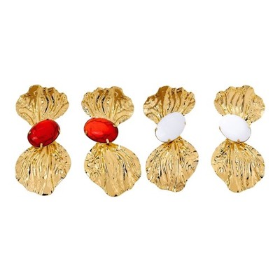 Flower Pattern Metal Earrings Comfortable Women Jewelry Gift