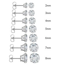 14 Karat White Gold Push Backing Round Stud Earring
