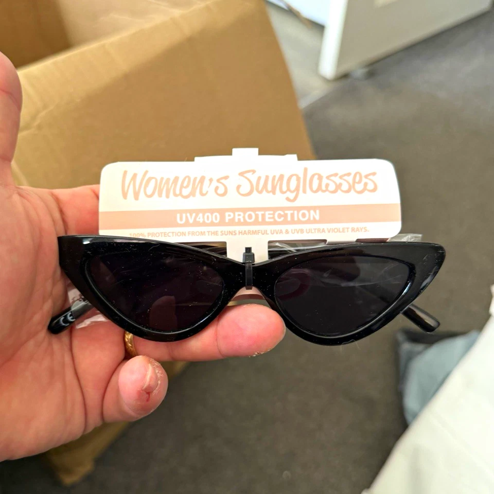 Women’s Cat Eye Sunglasses UV400 Black Plastic Frame Tinted Black Plastic Lens - Image 1 of 1