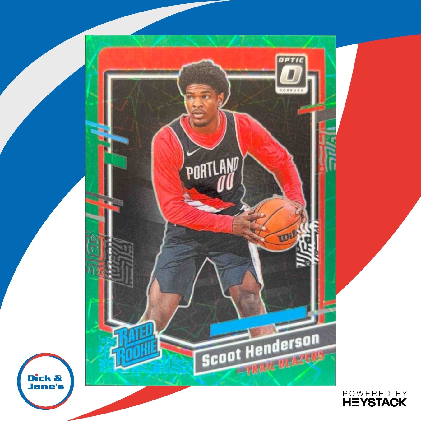 2023-24 Donruss Optic Scoot Henderson Green Velocity Prizm 37/49 RC Rated Rookie