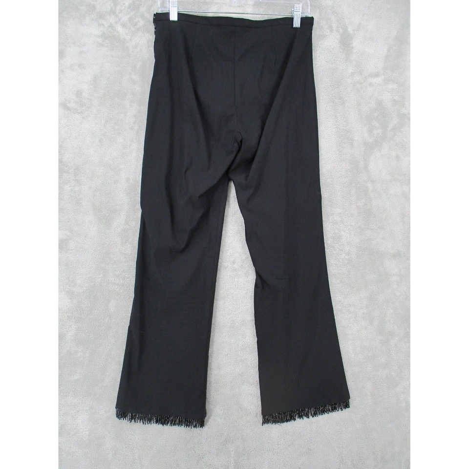 Pantalones Poleci para mujer 6 cuentas flecos dobladillo noche evento elástico carrera cremallera negros Foto 2 de 4