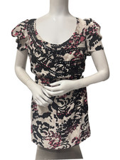 NWT Guess Women's Multi Scoop Neck Embellished Short Sleeve Mini Dress Sz S