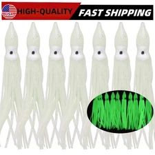 50pc Squid Skirts Luminous Soft Lure Glow Fishing Lure Octopus Rubber Artificial