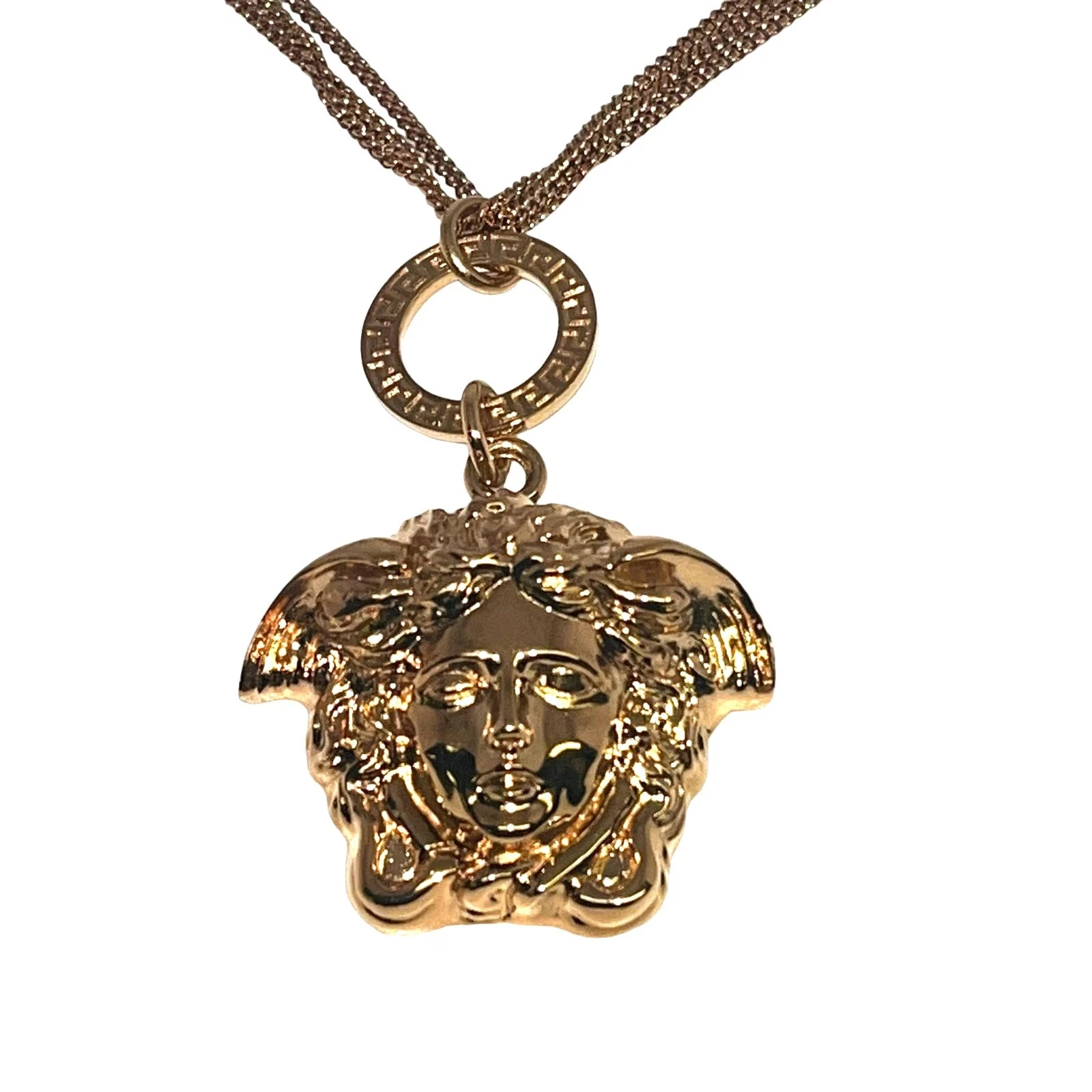 Collana unisex VERSACE testa di medusa multi catena tono oro