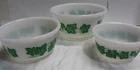 Vintage Hazel Atlas Green Ivy Mixing Nesting Bowls Set of 3 - 4.75", 6" & 7"