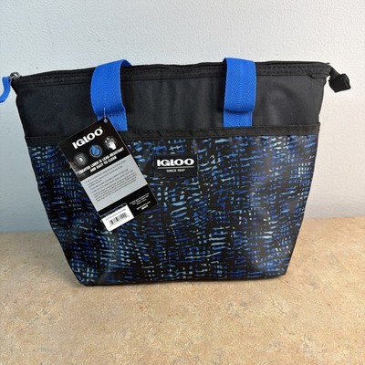 New Igloo Insulated Cooler Bag  Tote 9 Cans Blue Geometric Insulated