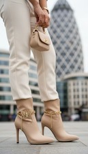 Women Gold Metal Chain 2 Boots Bracelet Shoe Butterfly Charm Anklet HANDMADE USA