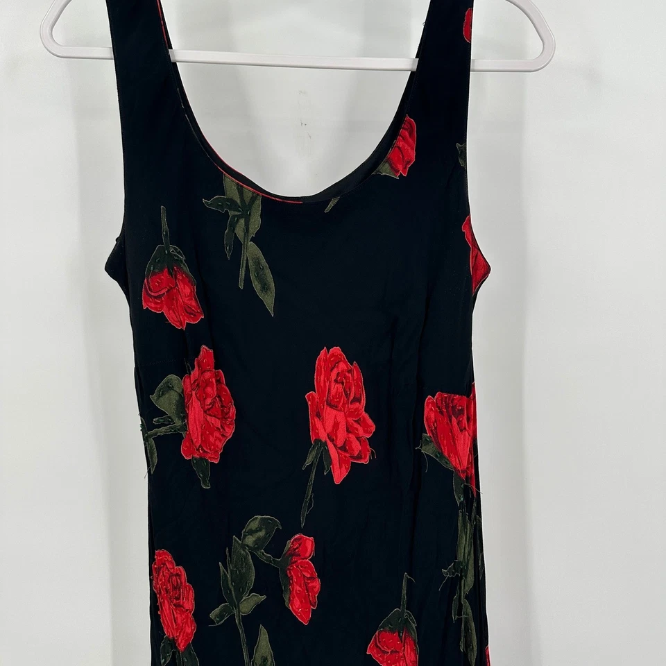 Eva Blue Womens Romantic Rose Dress Size 14 Black Red Beaded Ruffle Hem Evening - Image 2 of 4