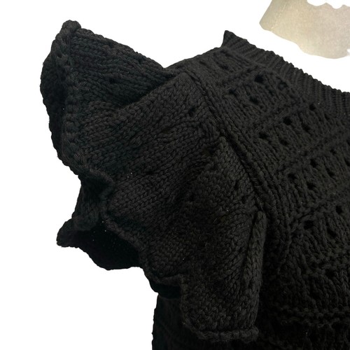 Maglione BOHME Shelly nero con volant manica svasata maglia aperta boho stravagante taglia M - Foto 7 di 13