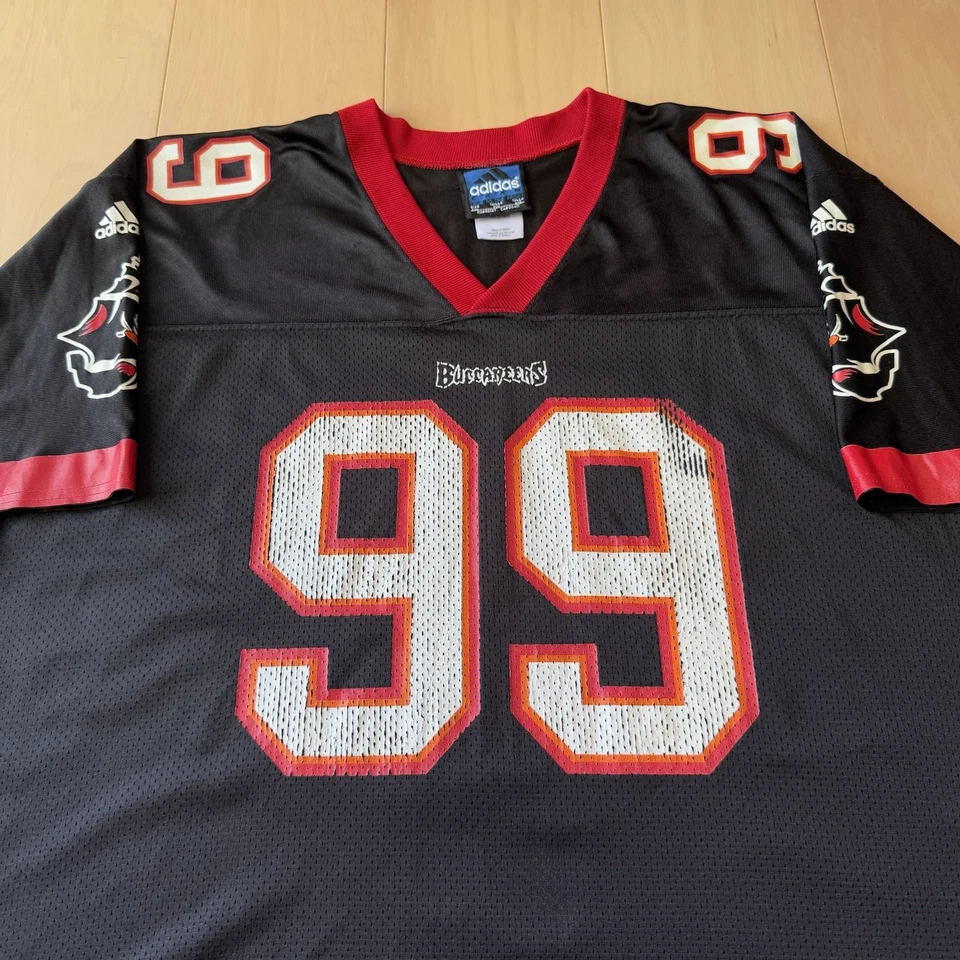 Warren Sapp Tampa Bay Buccaneers Jersey 2XL Black 90s Adidas NFL Football Vntg - Image 3 of 4