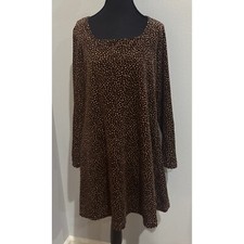 Vintage Dressing Clio Brown Print Long Sleeve Square Neck Dress Medium