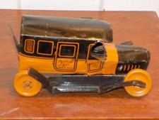 Vintage J. Chein Yellow taxi Tin Toy Car