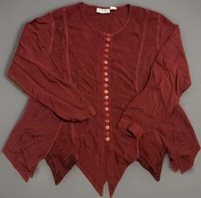 Vintage Raiment Fashions Inc Medium Burnt Red Long Sleeve Button Down Blouse