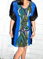 Bisou Bisou Blue Kaftan Floral Dress 4