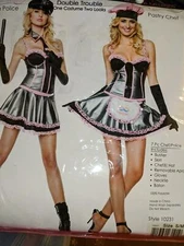 NEW WOMEN'S SEVEN TIL MIDNIGHT DOUBLE TROUBLE COP CHEF COSTUME Sz S/M