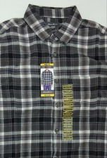 Eddie Bauer Men's LS Bristol Cotton Flannel Shirt Smoke Plaid Size Medium