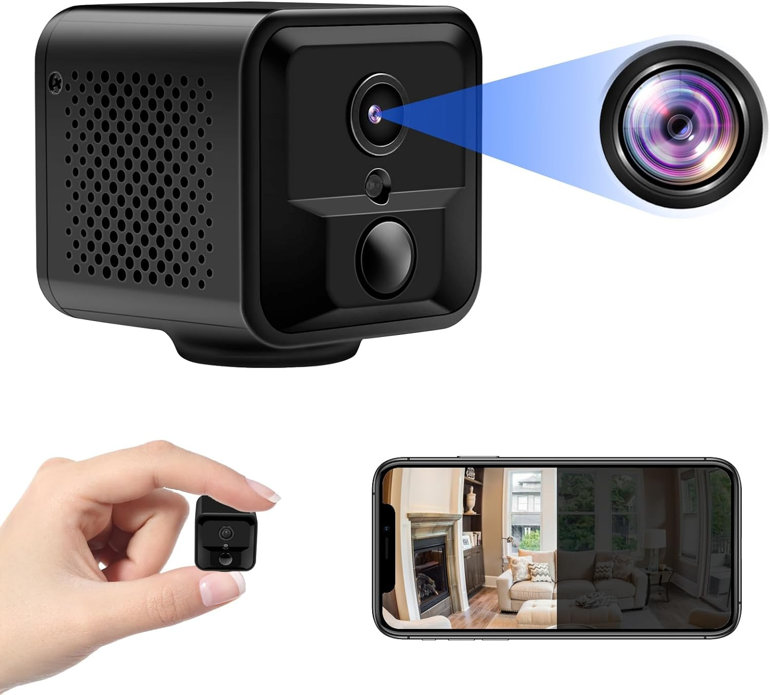 Mini Telecamera Spia WiFi 1080p Con Audio - Rilevamento Movimento, Registrazione Notturna, Batteria 200mAh Per Interni/esterni