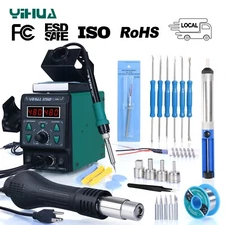 YIHUA 8786D-I Dual Digital Soldering Station Hot Air Rework Station Complete Kit