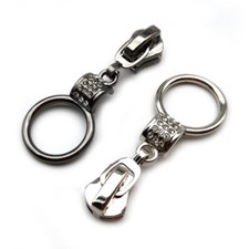 5x Rhinestone Crystal Alloy Zip Slider Replacement Head Ring Round Repair 5# Kit