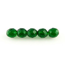 Green Emerald - 25 10mm Faceted Round Fire Polished Czech Glass Beads