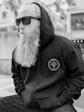 DEADSTAR CLOTHING  'DIAMOND LOGO' ZIP FRONT HOODIE BLACK SIZE MEDIUM *BIKER *NEW