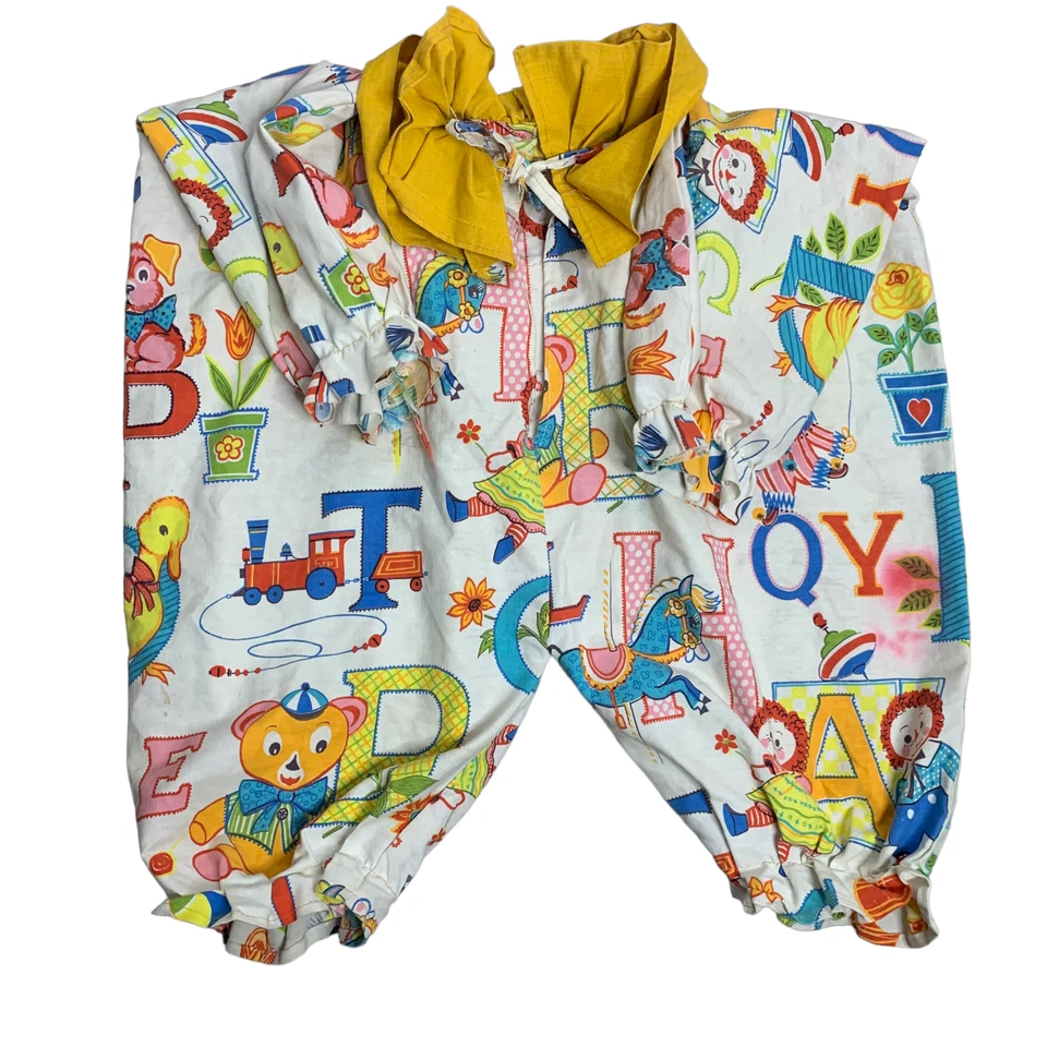 Vintage 70s Handmade Childs Clown Costume 6 Raggedy Ann Elastic Ruffle - Image 4 of 4