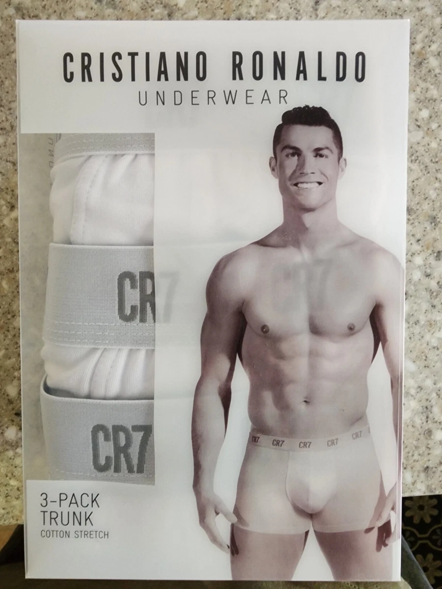 Cristiano Ronaldo CR7 White Basic 3-Pack Trunk Boxer Briefs Men's Underwear  L