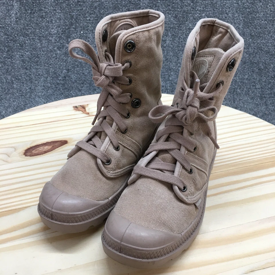Botas Palladium Mujer 6 Pallabrouse Con Cordones Combat 92478-225 Tela Marrón Foto 4 de 4
