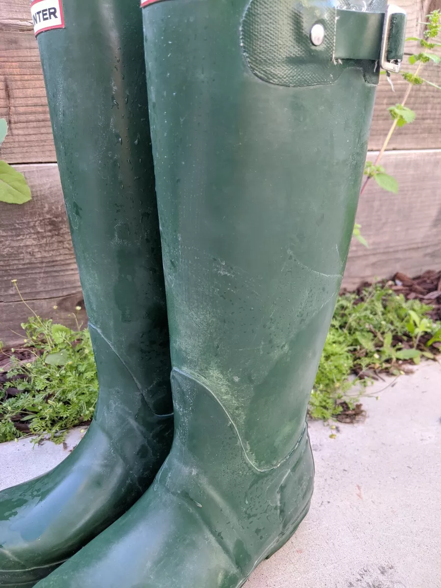Green hunter wellies shop size 6