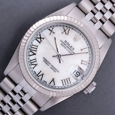 Rolex Mid-Size Datejust 31mm Steel and 18K White Gold Datejust MOP Roman Watch
