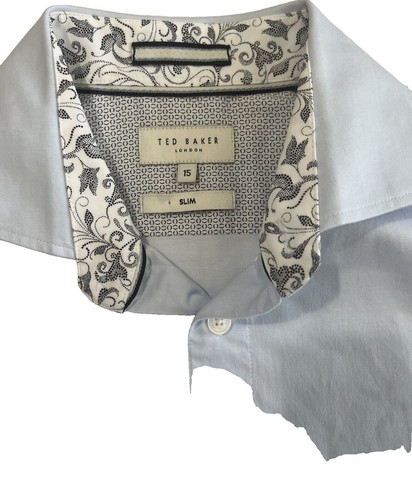 Ted Baker Blue Floral Flip Cuff L/S Shirt Men's Size 5 XL Button