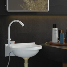 2-in-1 Outdoor Garden Water Fountain and Faucet No-Punch Bathroom Wash Basin L3