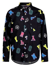 New Tommy Hilfiger Big Boys Tommy Print Black L/S Button-Up Shirt Choose Size