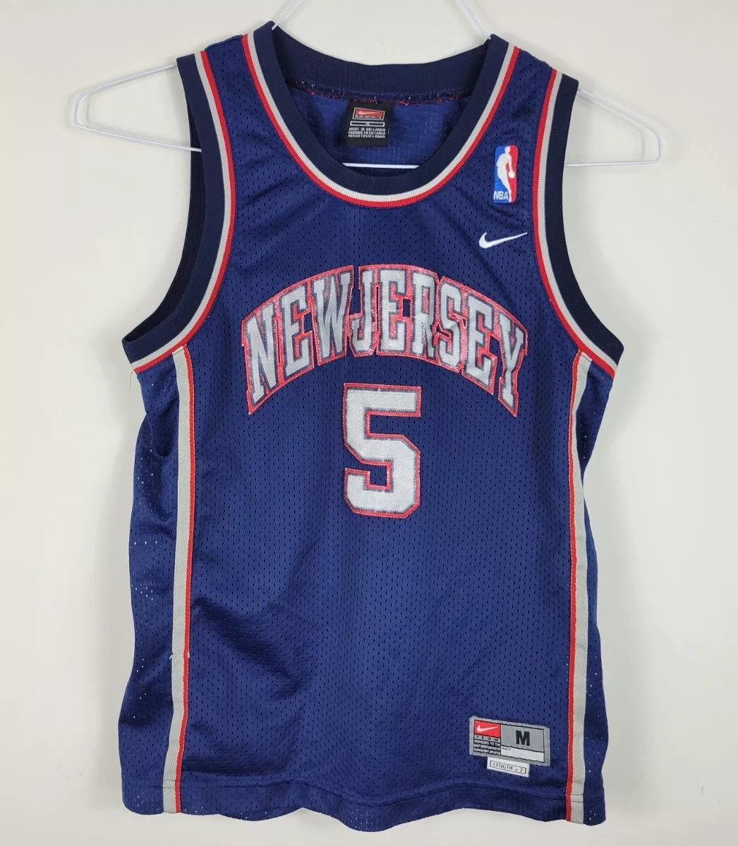 Jason Kidd #5 New Jersey Nets Nike Team NBA Blue Jersey Youth Size M + 2 Length