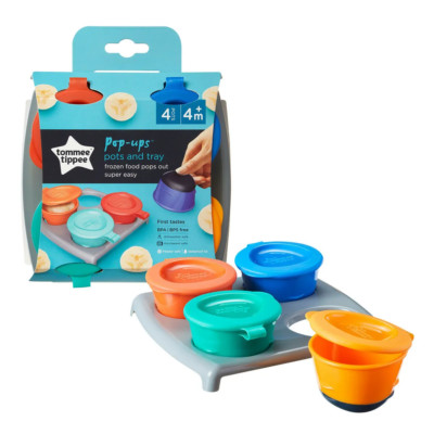 Tommee Tippee Explora 4 Pop Ups Gefriertöpfe & Tablett - Babynahrung Aufbewahrung