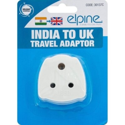 5 Amp Round Pin to Square Pin 13 Amp Adaptor Plug Socket White India to ...