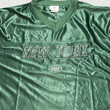 New York Jets Performance Shirt Mens 2XL Green Vintage NFL Embroidered V Neck