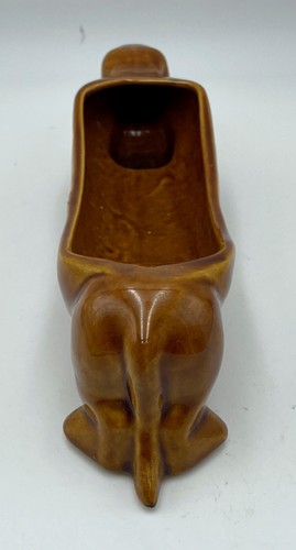 Vntg Art Pottery Ceramic Brown Dachshund Trinket/Cracker/Olive Holder/Planter - Picture 2 of 11